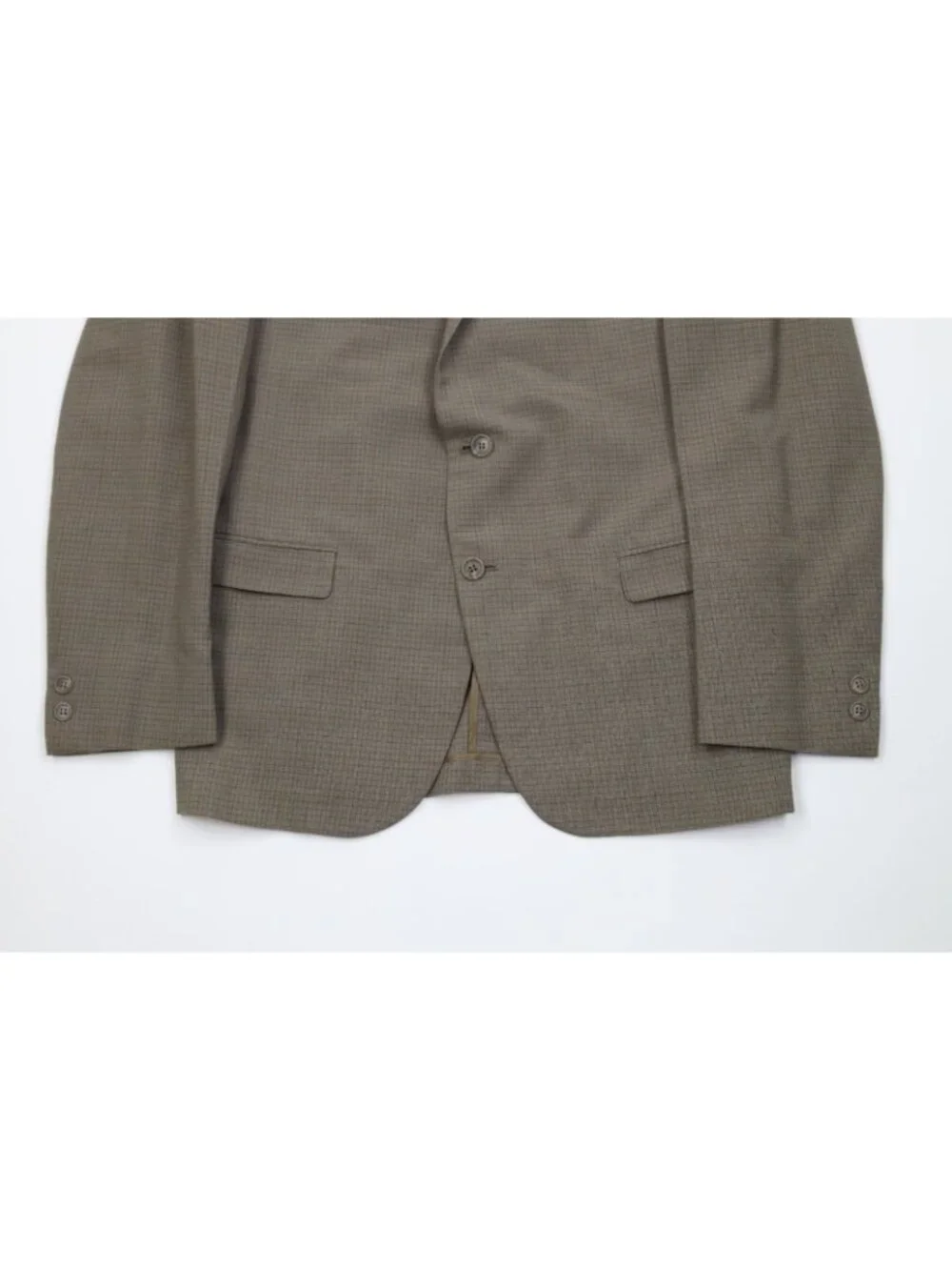 Vintage 50s 60s Streetwear Mens 36R 2 Piece Wool Suit Wedding Green Plaid 30x31
